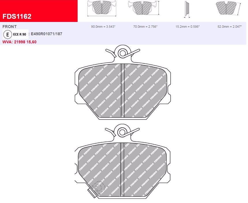Plaquettes Ferodo DS Performance FDS1162 - SMART