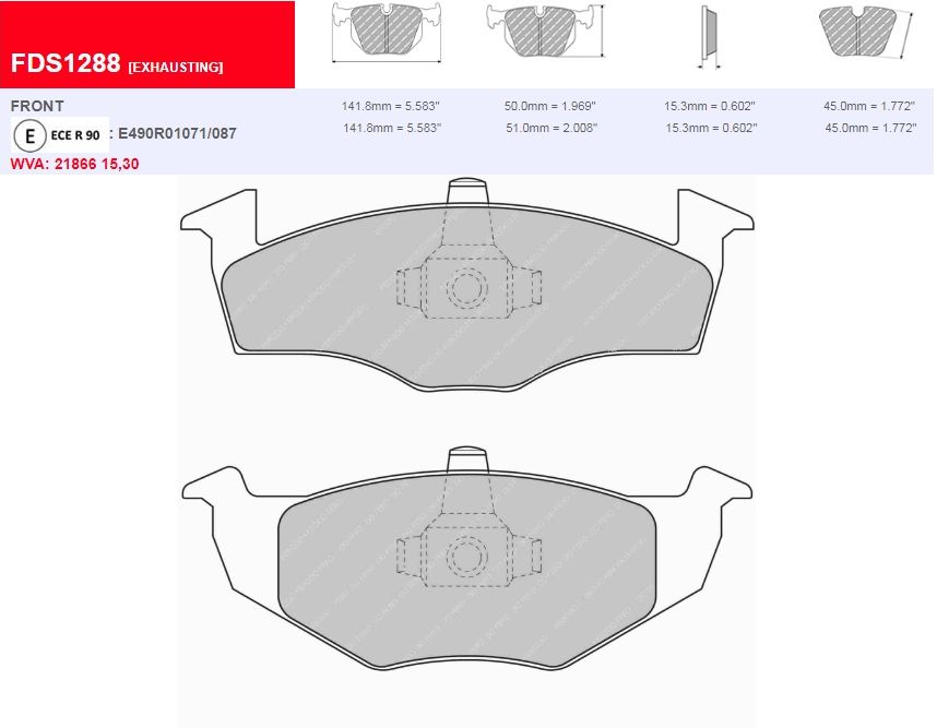 Plaquettes Ferodo DS Performance FDS1288 - SEAT