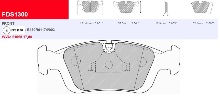 Plaquettes Ferodo DS 2500 FCP1300H - BMW