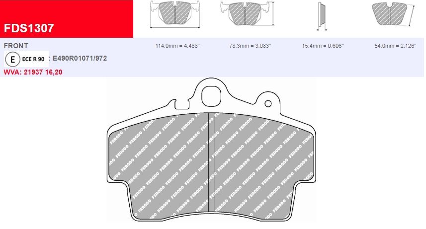 Plaquettes Ferodo DS Performance FDS1307 - PORSCHE