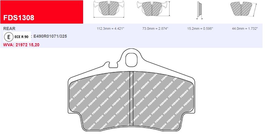 Plaquettes Ferodo Racing DS3.12 - FCP1308G Porsche