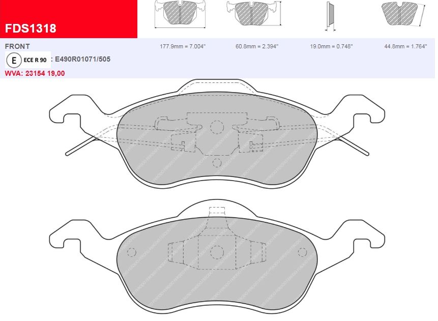 Plaquettes Ferodo DS 2500 FCP1318H - FORD