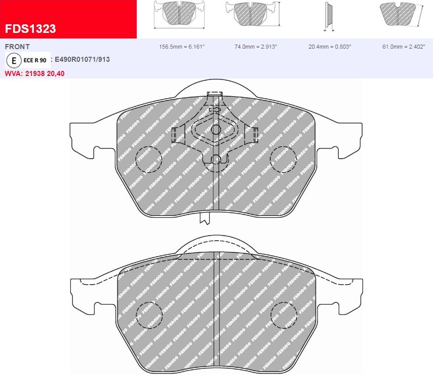 Plaquettes Ferodo DS Performance FDS1323 - AUDI