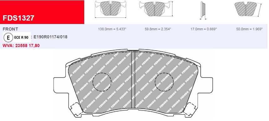 Plaquettes Ferodo DS 2500 FCP1327H - SUBARU