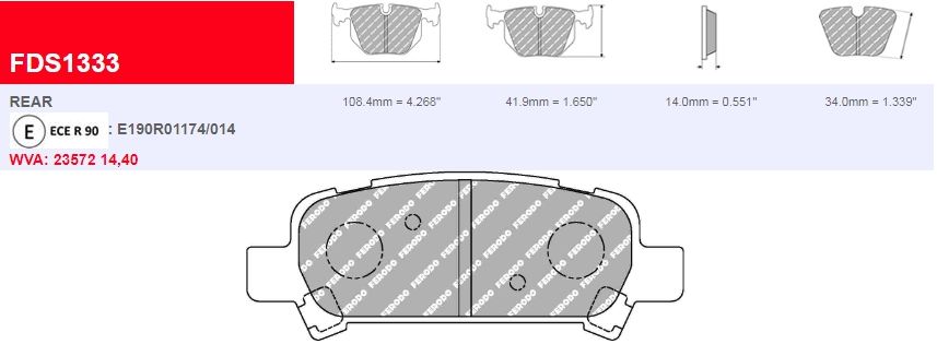 Plaquettes Ferodo DS 3000 FCP1333R - Subaru