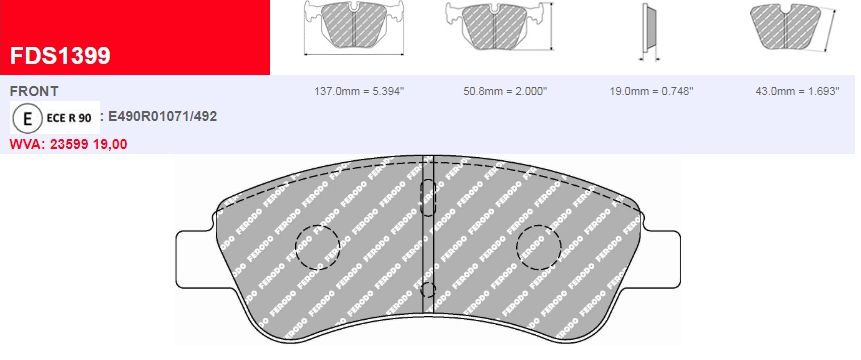 Plaquettes Ferodo DS Performance FDS1399 - PEUGEOT