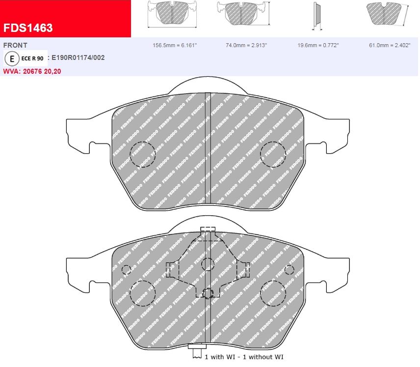 Plaquettes Ferodo DS Performance FDS1463 - SKODA