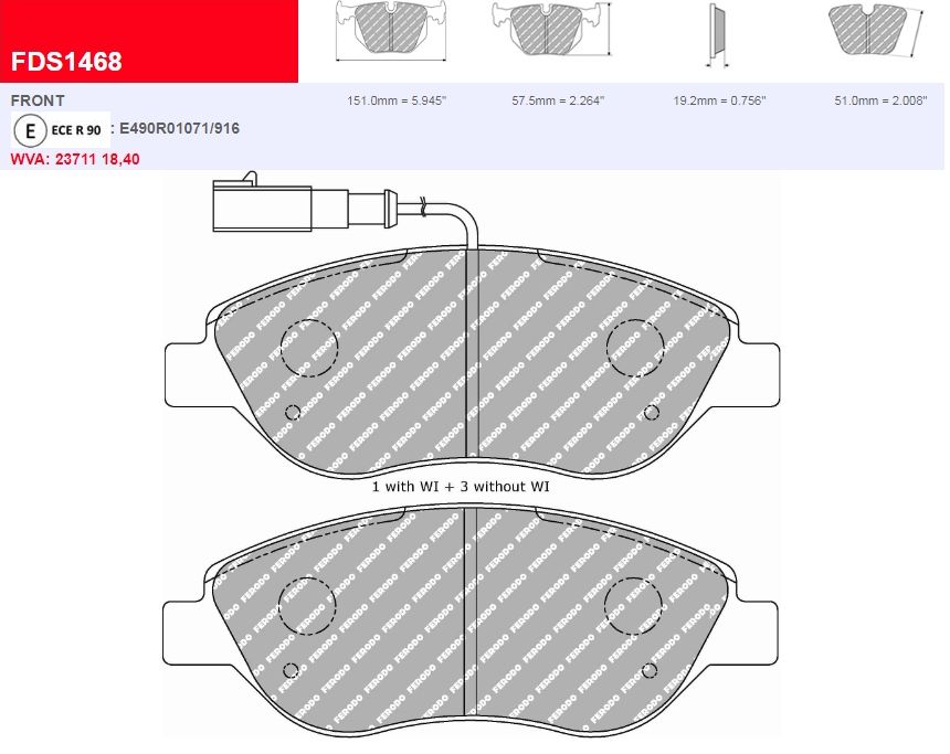 Plaquettes Ferodo DS Performance FDS1468 - FIAT