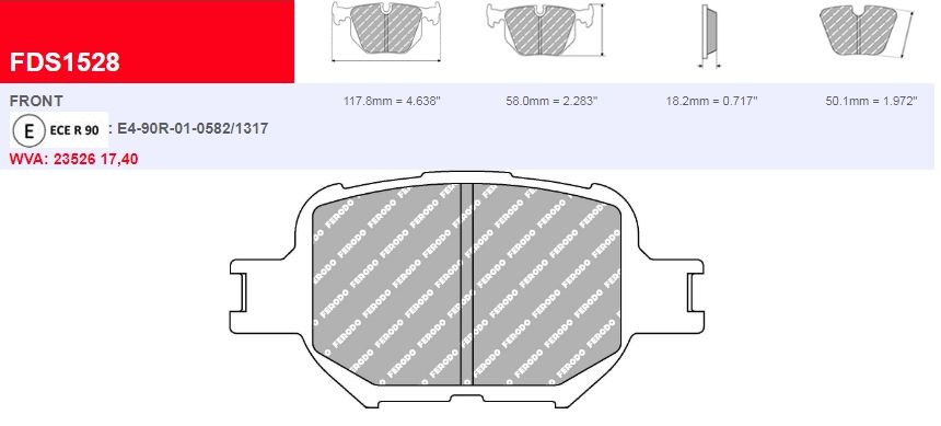 Plaquettes Ferodo DS 2500 FCP1528H - TOYOTA