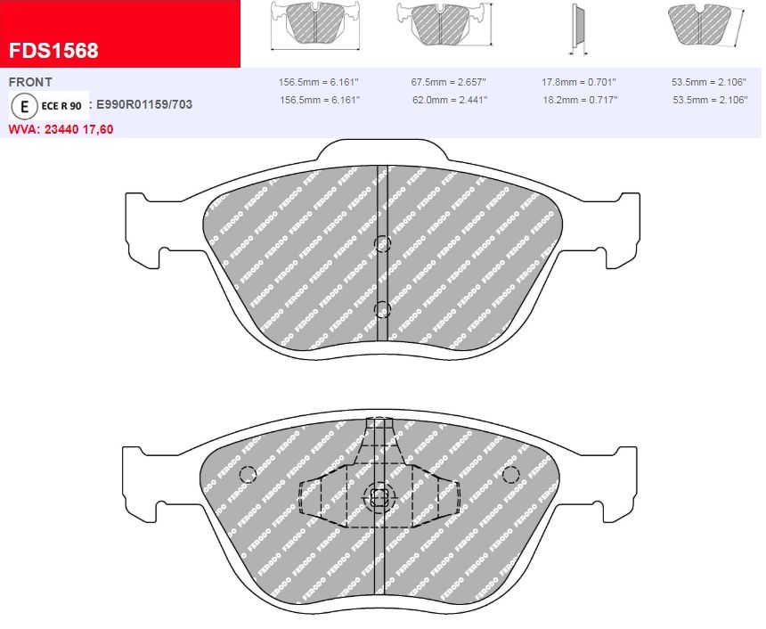 Plaquettes Ferodo DS Performance FDS1568 - FORD