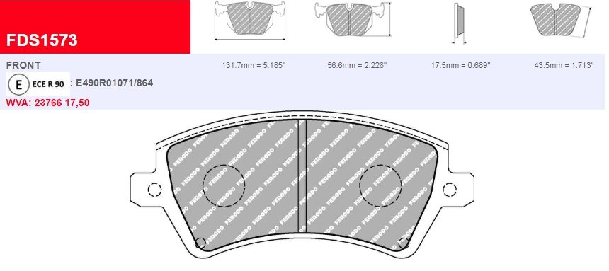 Plaquettes Ferodo DS Performance FDS1573 - TOYOTA