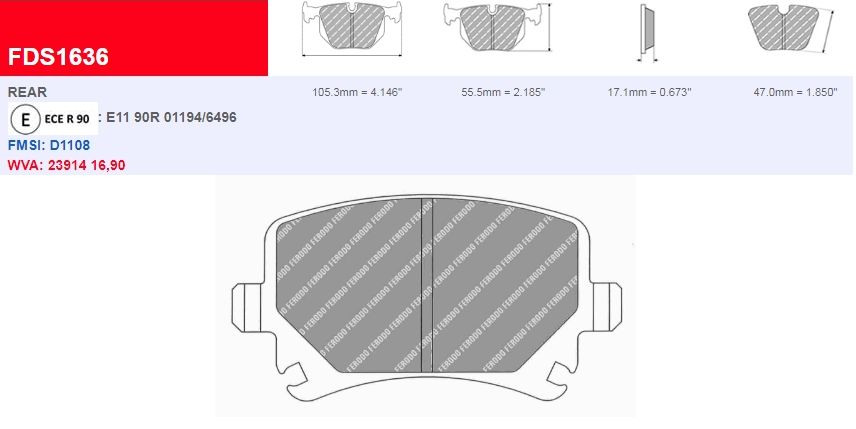 Plaquettes Ferodo DS 2500 FCP1636H - SKODA