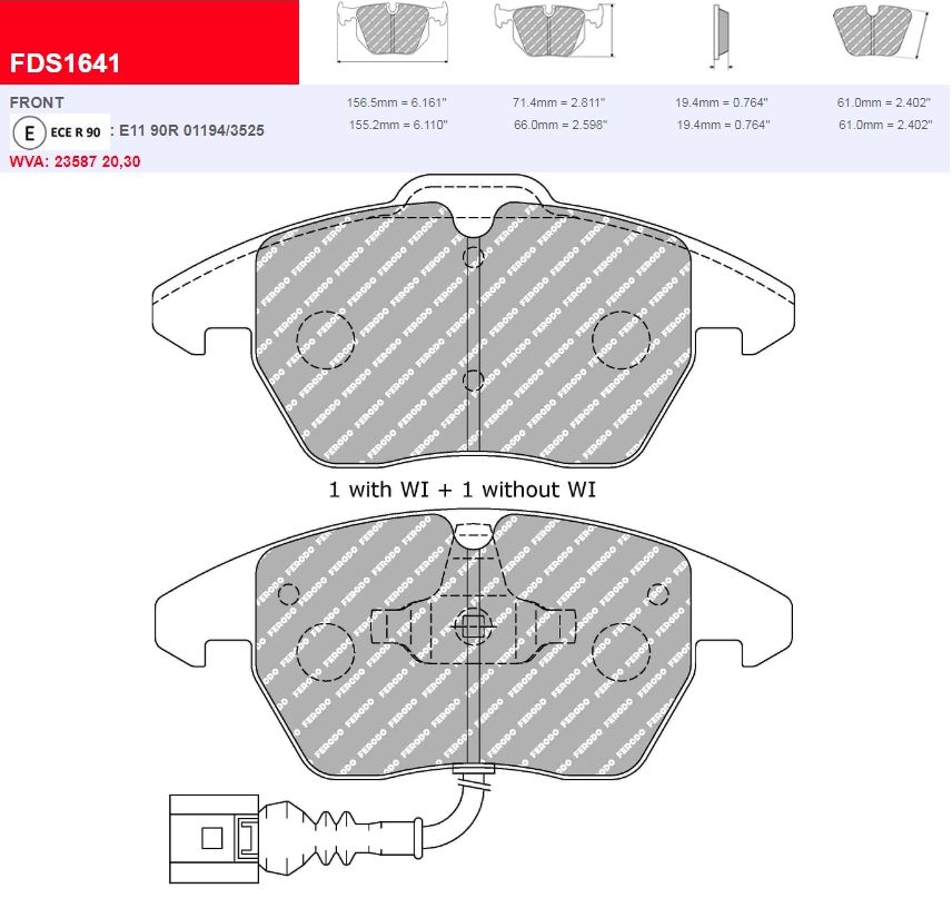 Plaquettes Ferodo DS 2500 FCP1641H - SEAT