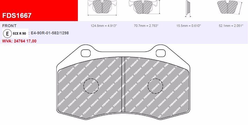 Plaquettes Ferodo DS 3000 FCP1667R - Renault