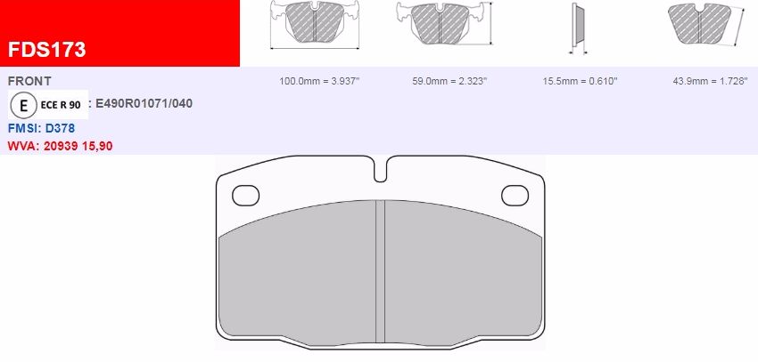 Plaquettes Ferodo DS 2500 FCP173H - OPEL