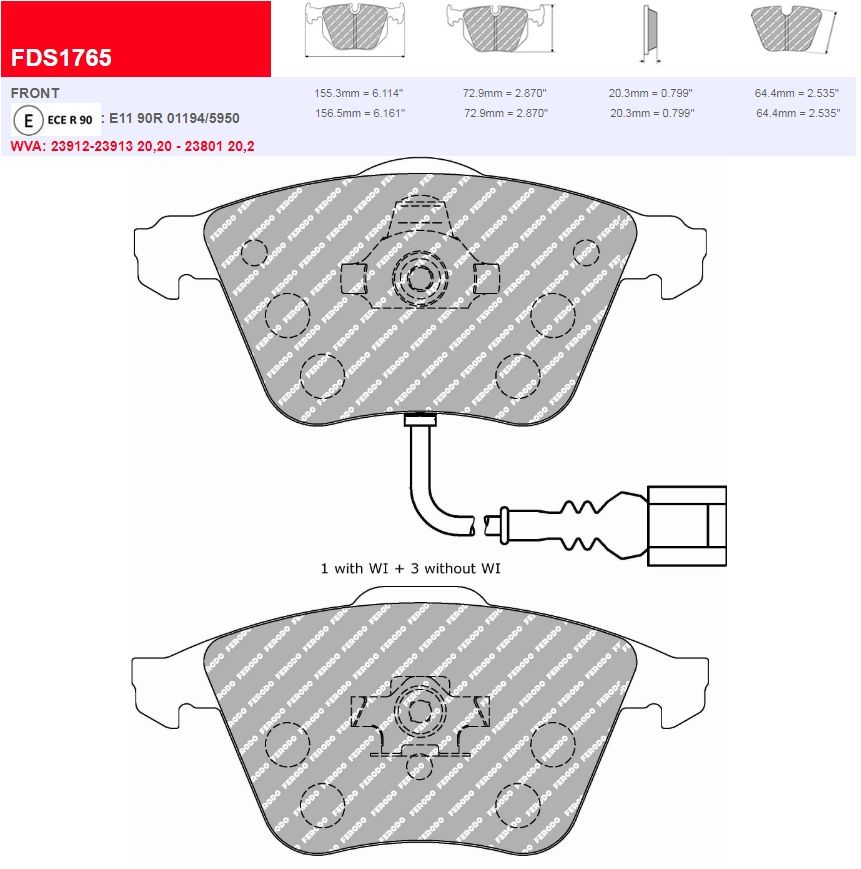 Plaquettes Ferodo DS Performance FDS1765 - SKODA