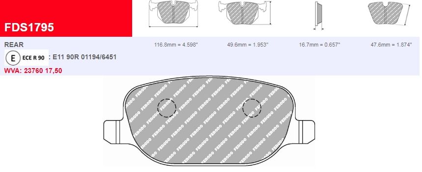 Plaquettes Ferodo DS 2500 FCP1795H - ALFA ROMEO