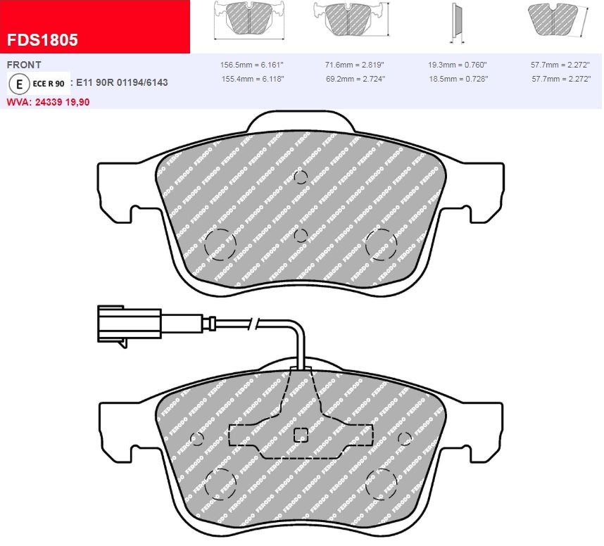 Plaquettes Ferodo DS Performance FDS1805 - ALFA ROMEO