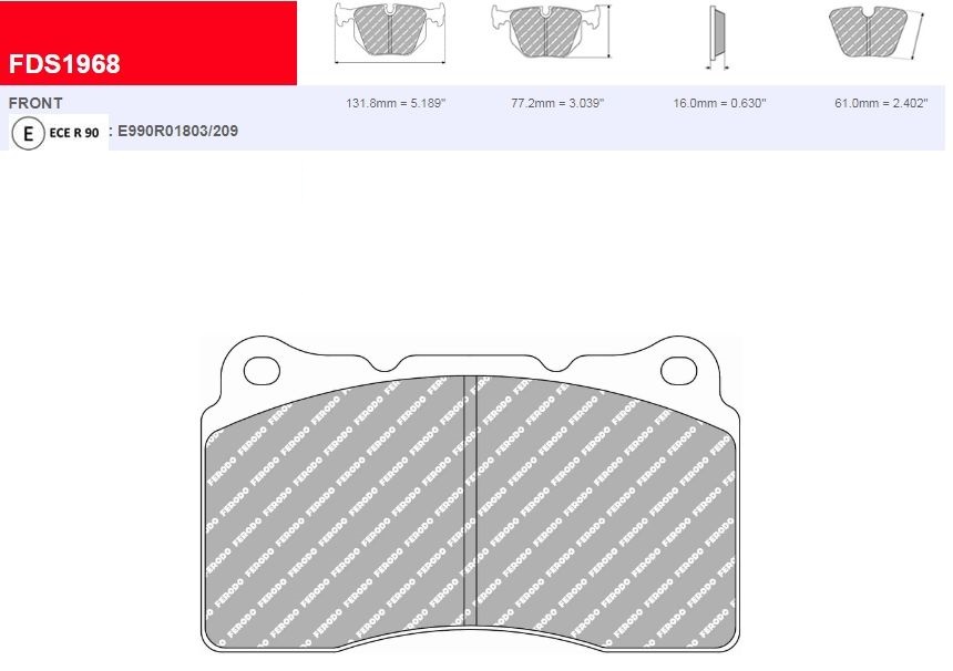 Plaquettes Ferodo DS Performance FDS1968 - SUBARU