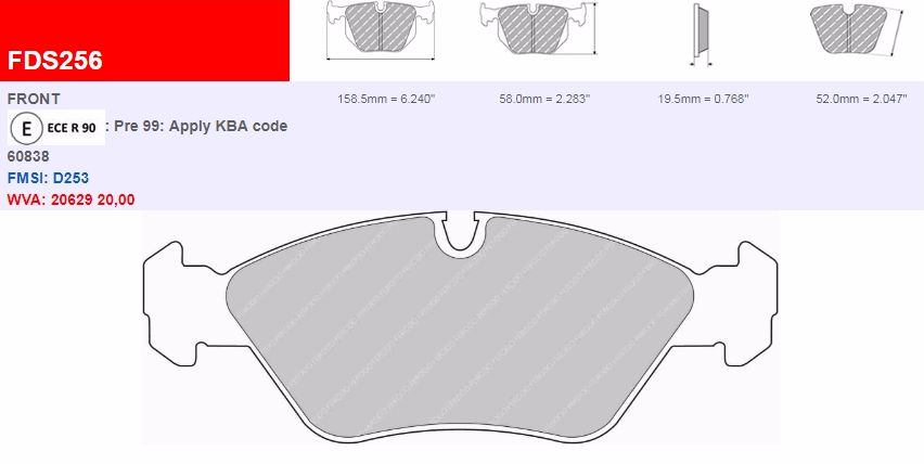 Plaquettes Ferodo DS 2500 FCP256H - PORSCHE