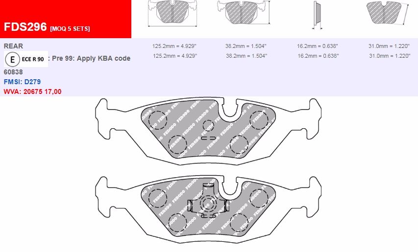 Plaquettes Ferodo DS 3000 FCP296R - BMW