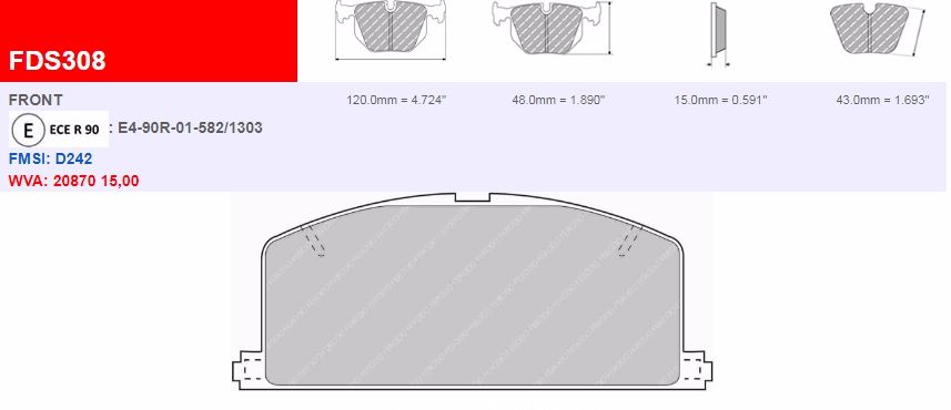 Plaquettes Ferodo DS 3000 FCP308R - Toyota