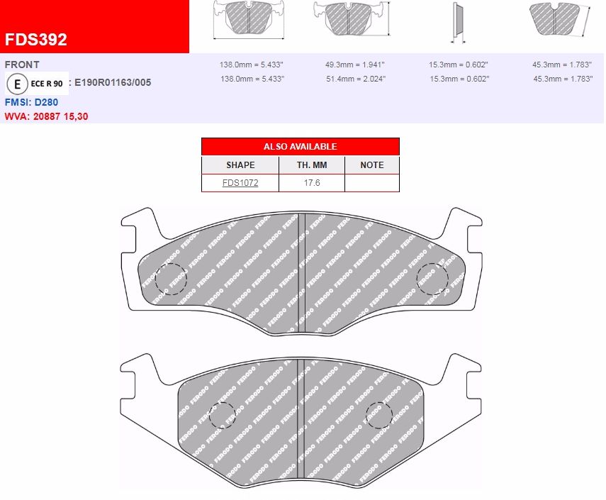 Plaquettes Ferodo DS Performance FDS392 - SEAT