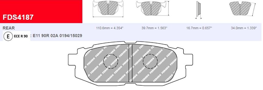 Plaquettes Ferodo DS 2500 FCP4187H - SUBARU