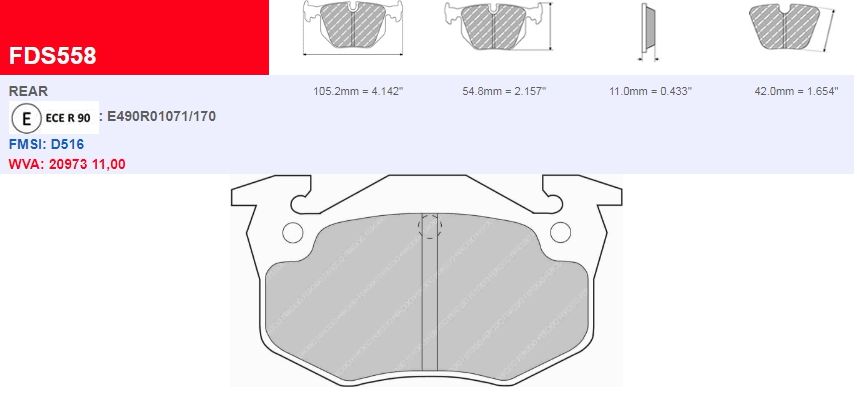 Plaquettes Ferodo DS 3000 FCP558R - RENAULT