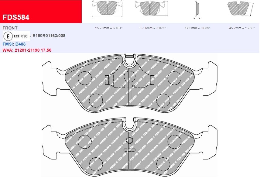 Plaquettes Ferodo DS Performance FDS584 - OPEL