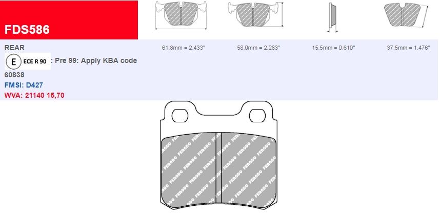 Plaquettes Ferodo DS 3000 FCP586R - OPEL