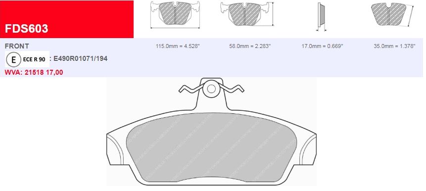 Plaquettes Ferodo DS Performance FDS603 - MG