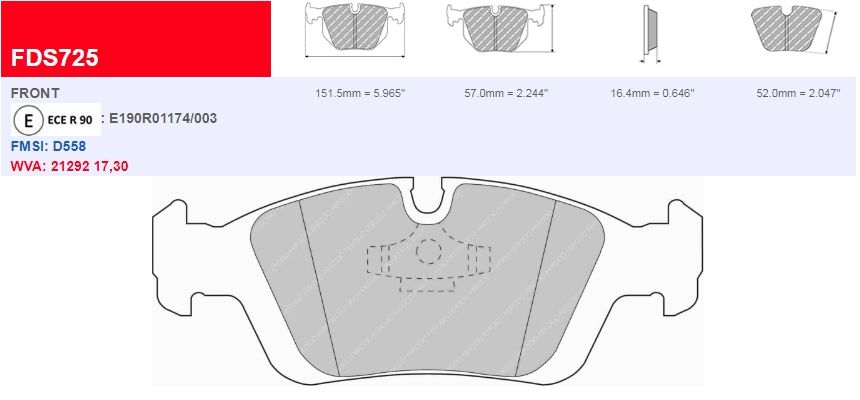 Plaquettes Ferodo DS 3000 FCP725R - BMW