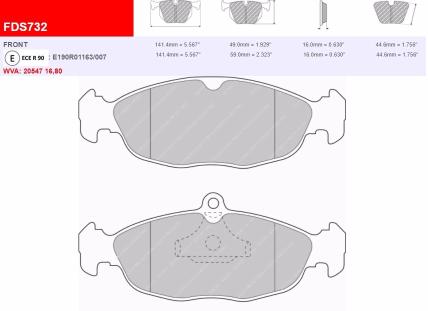 Plaquettes Ferodo DS 2500 FCP732H - OPEL