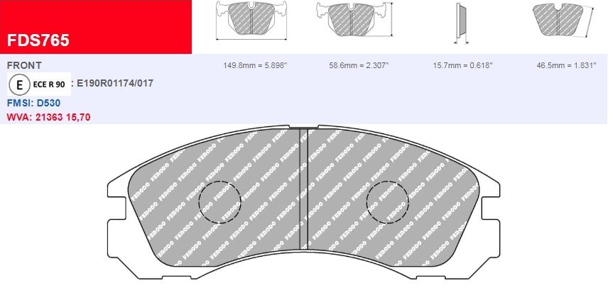 Plaquettes Ferodo DS 2500 FCP765H - MITSUBISHI