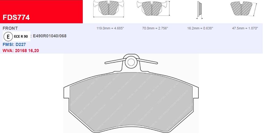 Plaquettes Ferodo DS 2500 FCP774H - AUDI