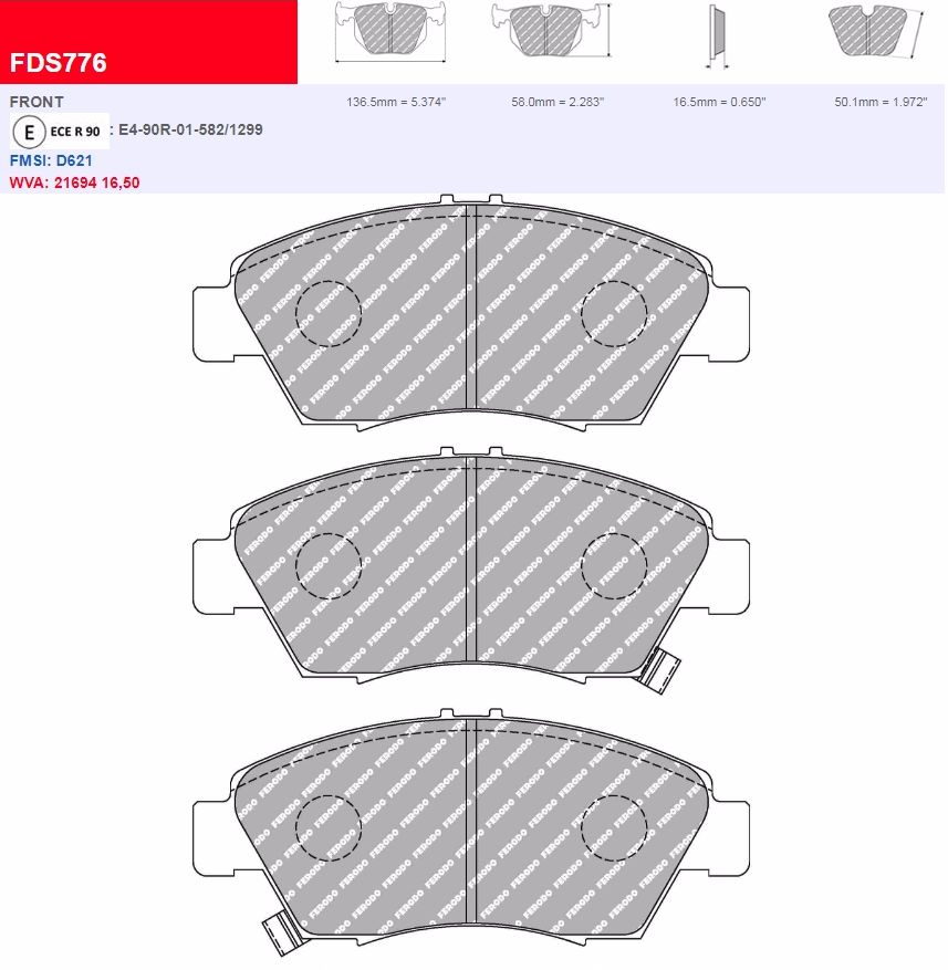 Plaquettes Ferodo DS 3000 FCP776R - HONDA