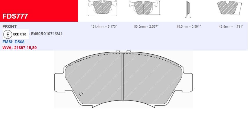 Plaquettes Ferodo DS 2500 FCP777H - HONDA