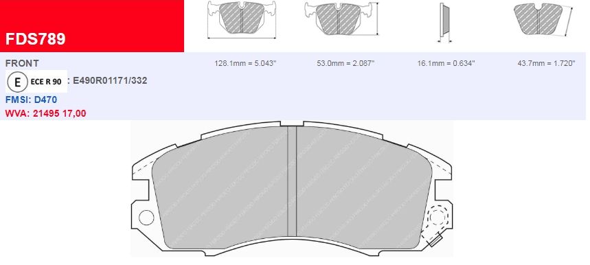 Plaquettes Ferodo DS Performance FDS789 - SUBARU