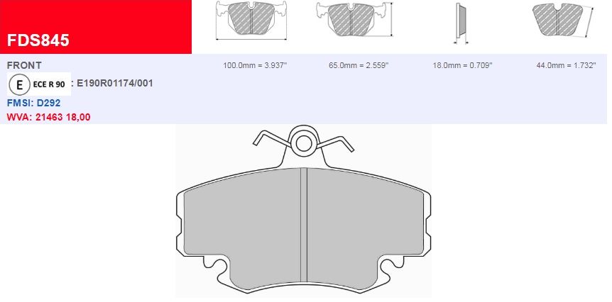 Plaquettes Ferodo DS 3000 FCP845R - PEUGEOT