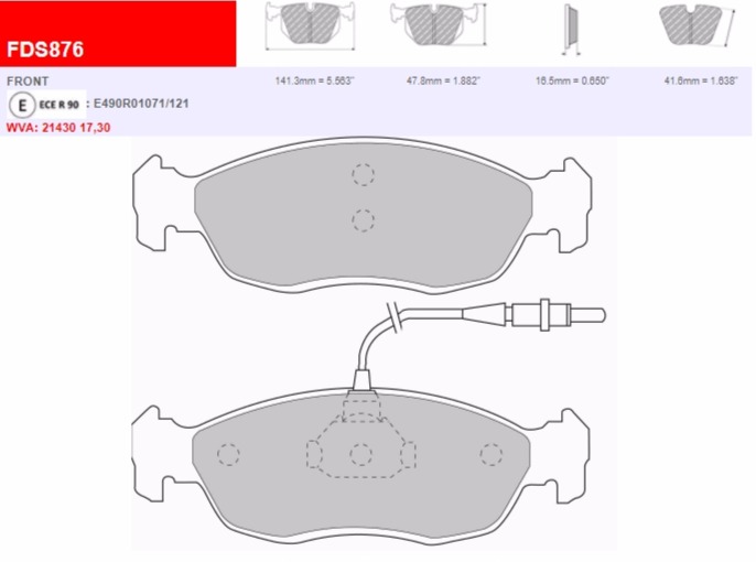 Plaquettes Ferodo DS Performance FDS876 - PEUGEOT