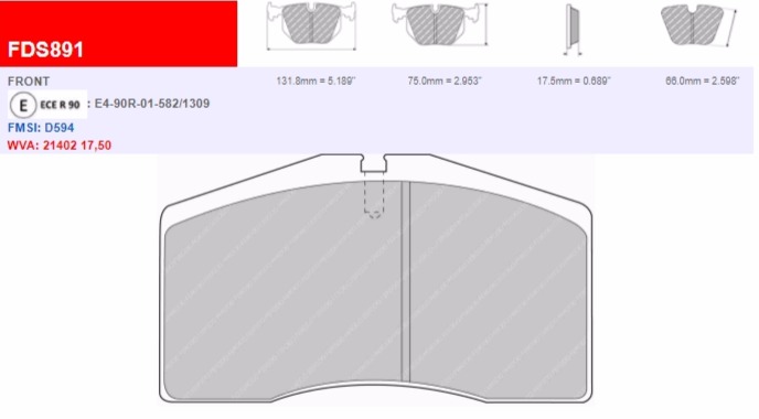 Plaquettes Ferodo DS 2500 FCP891H - PORSCHE