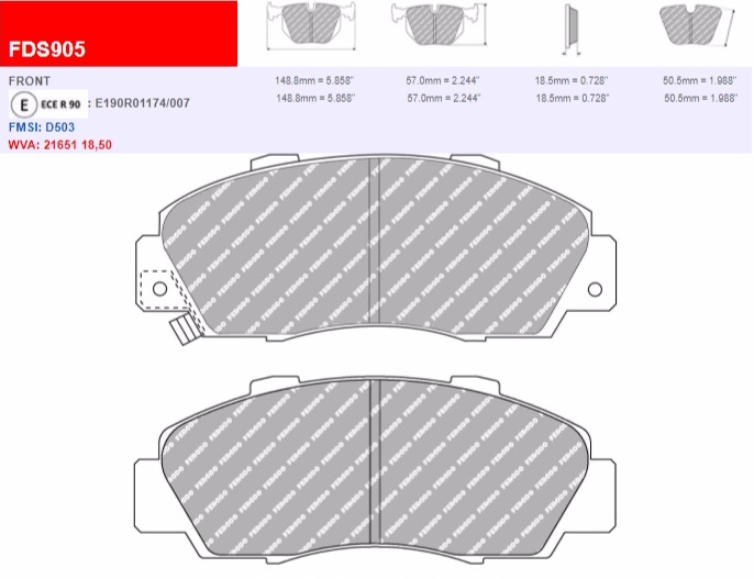 Plaquettes Ferodo DS 2500 FCP905H - HONDA