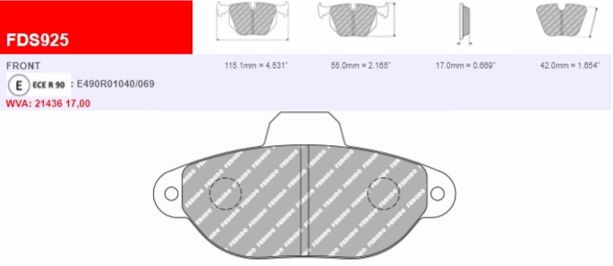 Plaquettes Ferodo DS Performance FDS925 - FIAT