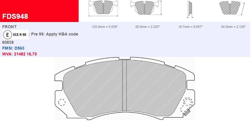 Plaquettes Ferodo DS 2500 FCP948H - SUBARU