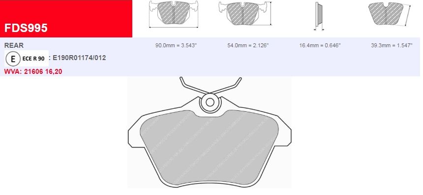 Plaquettes Ferodo DS 2500 FCP995H - ALFA ROMEO