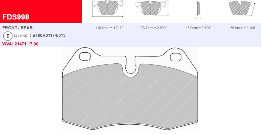 Plaquettes Ferodo DS Performance FDS998 - BMW