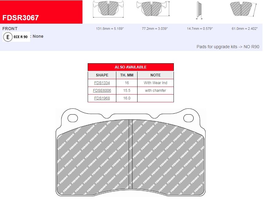 Plaquettes Ferodo DS Performance FDSR3067 - ALFA ROMEO