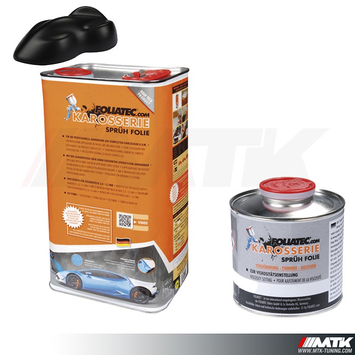 Peinture plastidip en pot Noir Mat CarBody Foliatec avec bidon Diluant ...