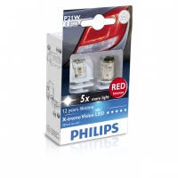 2 Ampoules Leds Philips X-treme Ultinon P21W rouge